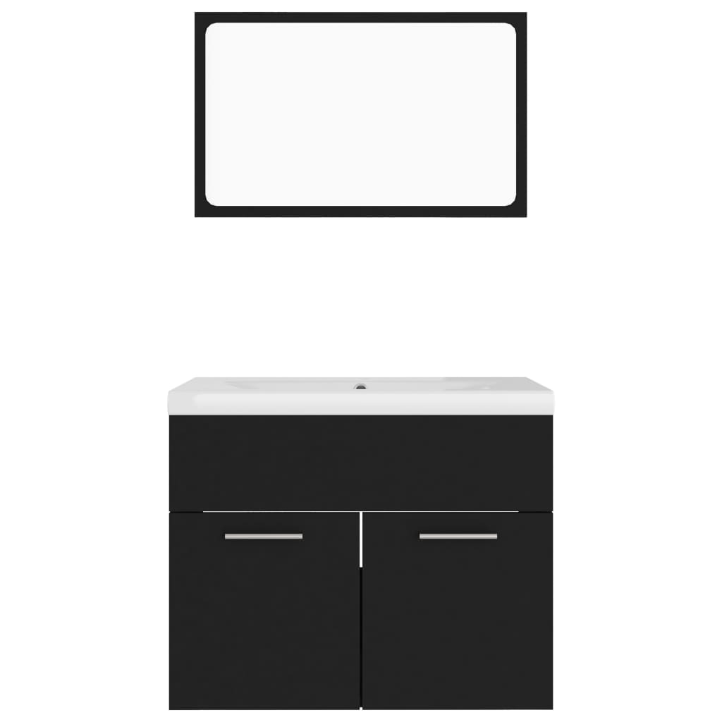 Badmöbel-Set Schwarz Holzwerkstoff