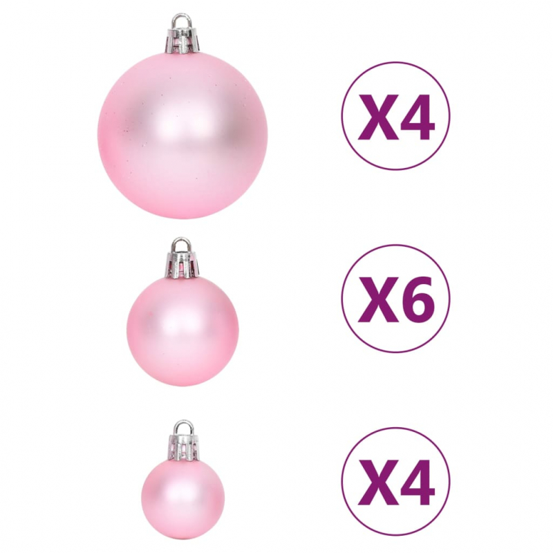 108-tlg. Weihnachtskugel-Set Weiß und Rosa