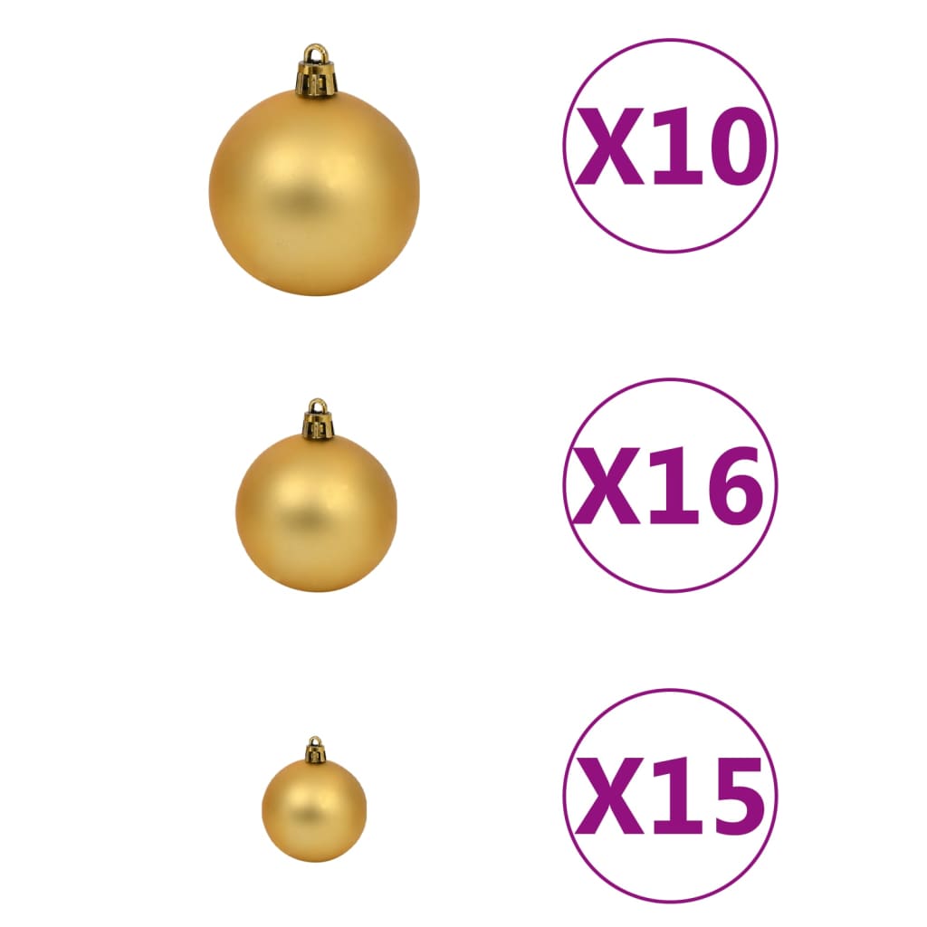 120-tlg. Weihnachtskugel-Set mit Spitze & 300 LED Golden Bronze