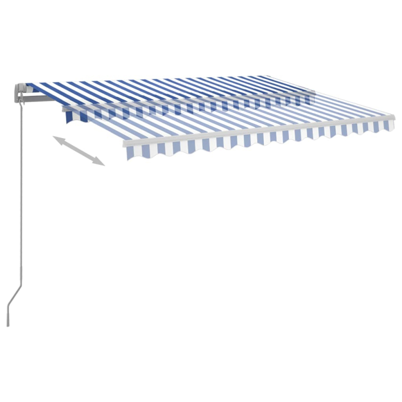 Markise Manuell Einziehbar mit LED 300x250 cm Blau und Weiß