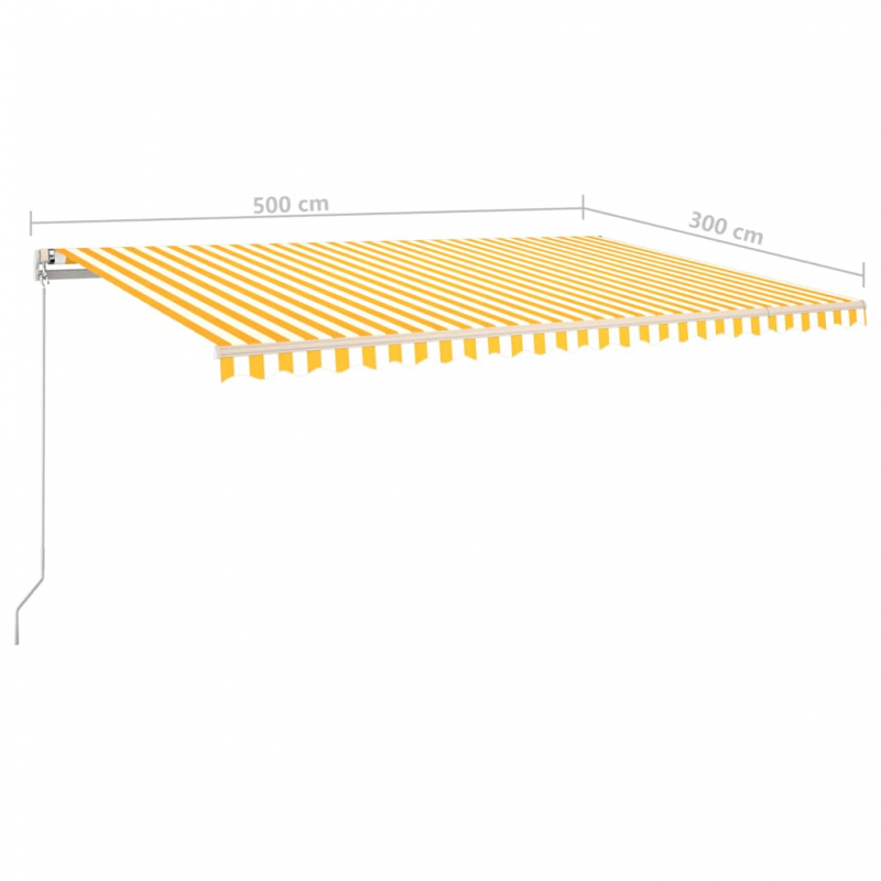 Markise Manuell Einziehbar mit LED 500x300 cm Gelb und Weiß