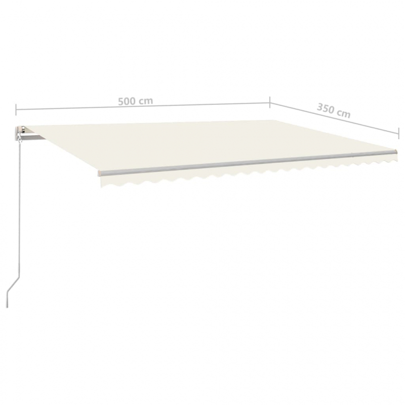 Markise Manuell Einziehbar mit LED 500x350 cm Creme