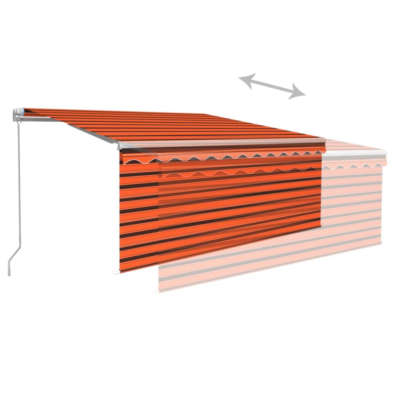 Markise Manuell Einziehbar mit Rollo 3x2,5 m Orange Braun