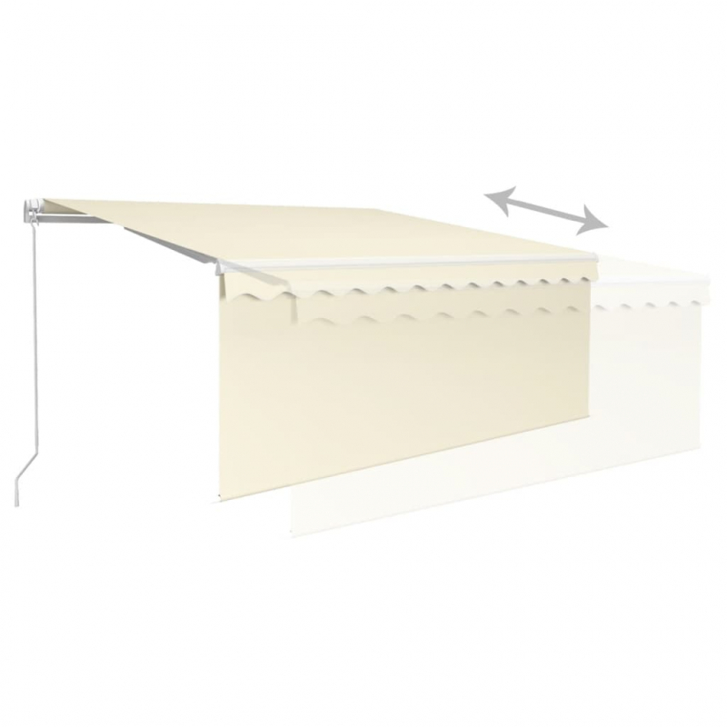 Markise Manuell Einziehbar mit Rollo & LED 3x2,5 m Creme