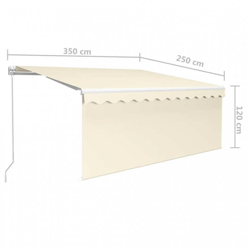 Markise Manuell Einziehbar mit Rollo 3,5x2,5 m Creme