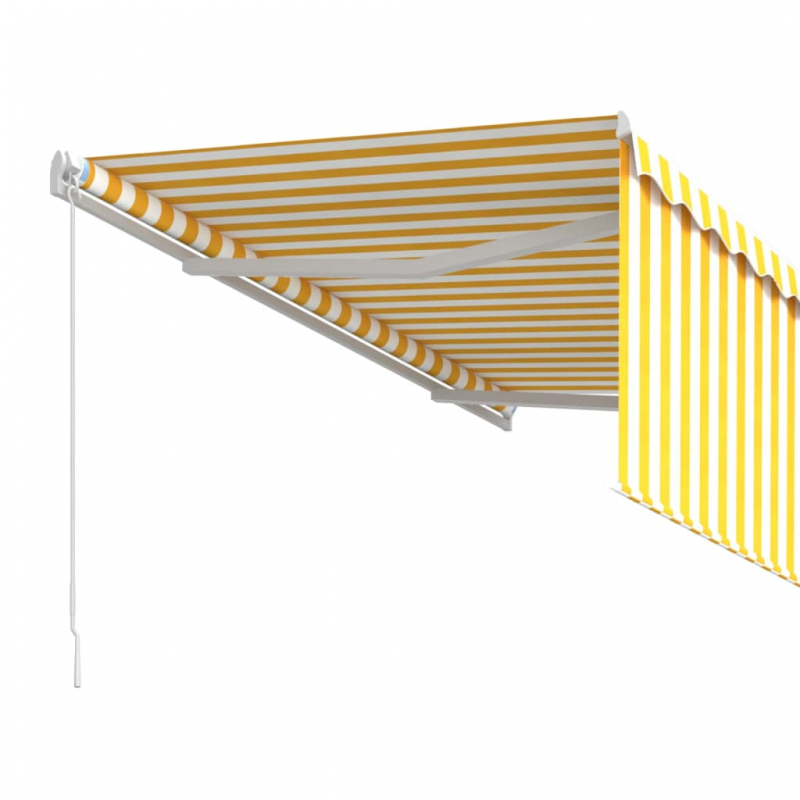Markise Manuell Einziehbar mit Rollo 3,5x2,5 m Gelb & Weiß