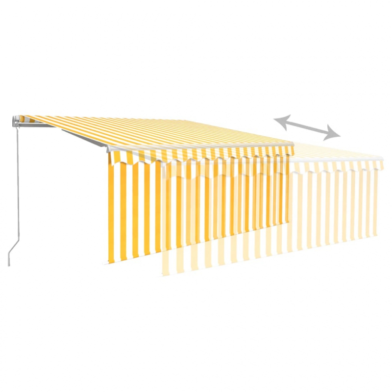 Markise Manuell Einziehbar mit Rollo 3,5x2,5 m Gelb & Weiß