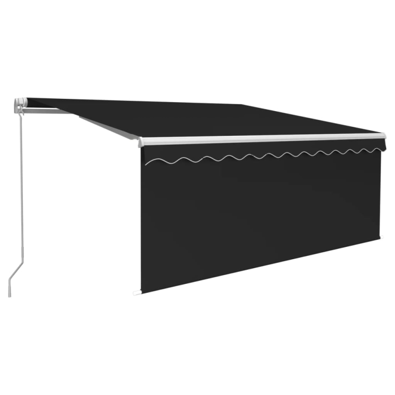 Markise Manuell Einziehbar mit Rollo 3,5x2,5 m Anthrazit