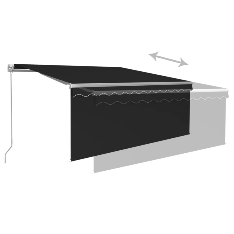 Markise Manuell Einziehbar mit Rollo 3,5x2,5 m Anthrazit