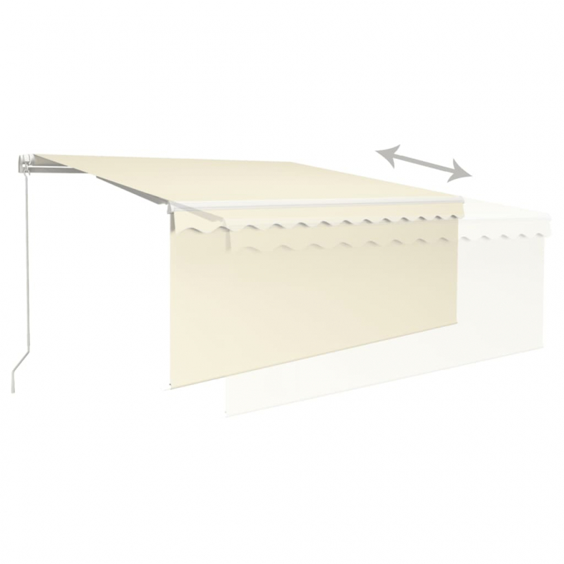 Markise Manuell Einziehbar mit Rollo & LED 3,5x2,5 m Creme