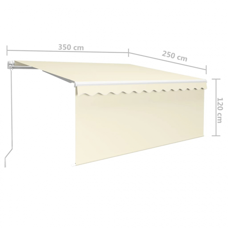Markise Manuell Einziehbar mit Rollo & LED 3,5x2,5 m Creme