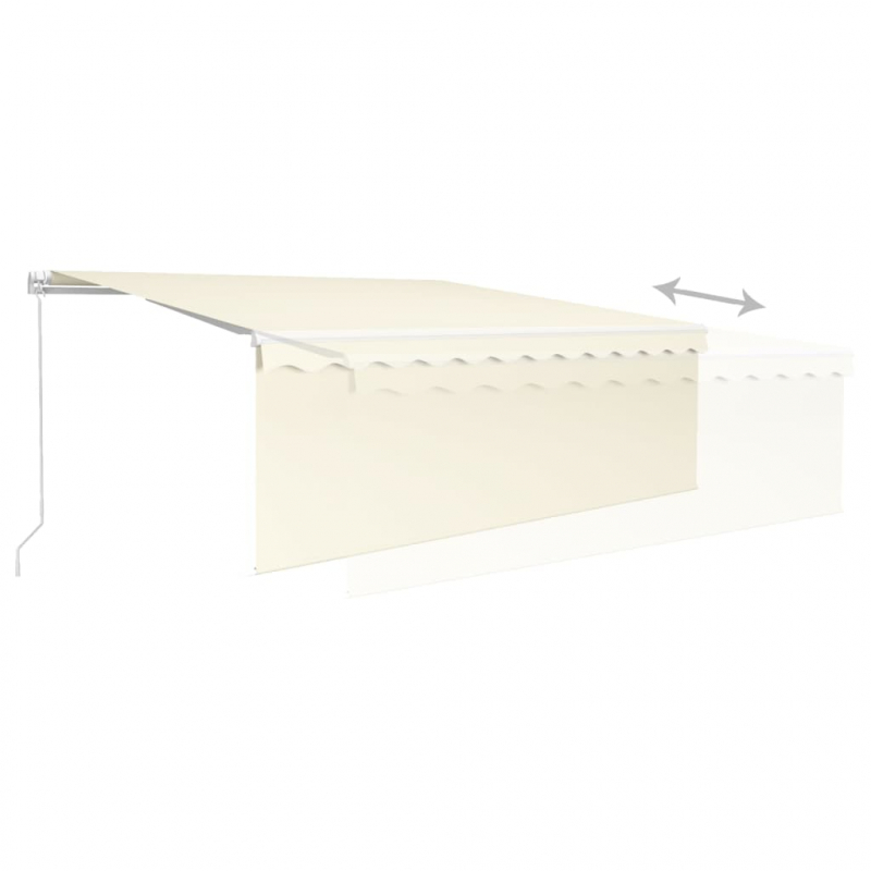 Markise Manuell Einziehbar mit Rollo & LED 4x3 m Creme