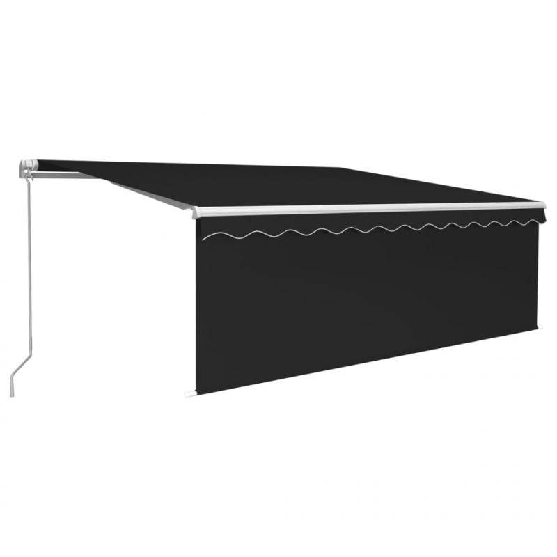 Markise Manuell Einziehbar mit Rollo 4,5x3 m Anthrazit