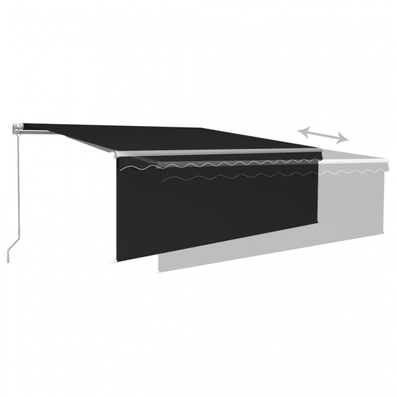 Markise Manuell Einziehbar mit Rollo 4,5x3 m Anthrazit
