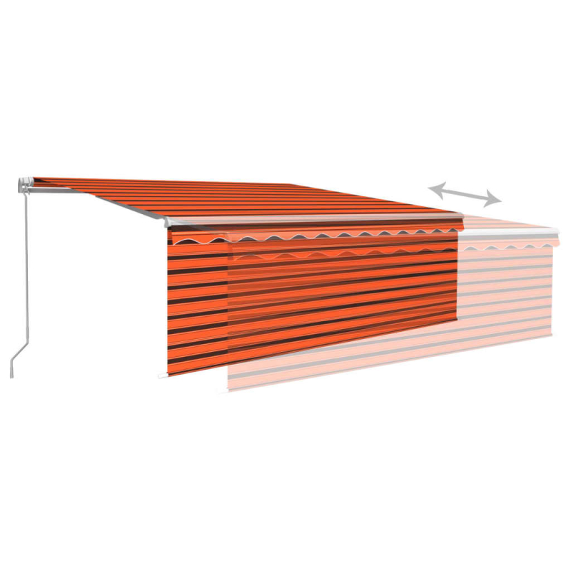 Markise Manuell Einziehbar mit Rollo 4,5x3 m Orange & Braun