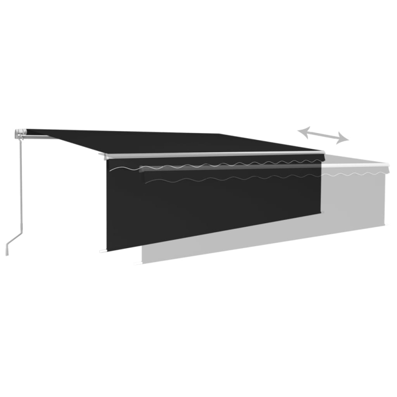 Markise Manuell Einziehbar mit Rollo 5x3 m Anthrazit