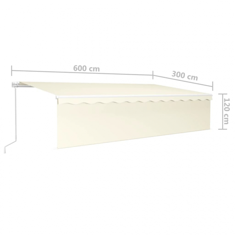 Markise Manuell Einziehbar mit Rollo 6x3 m Creme