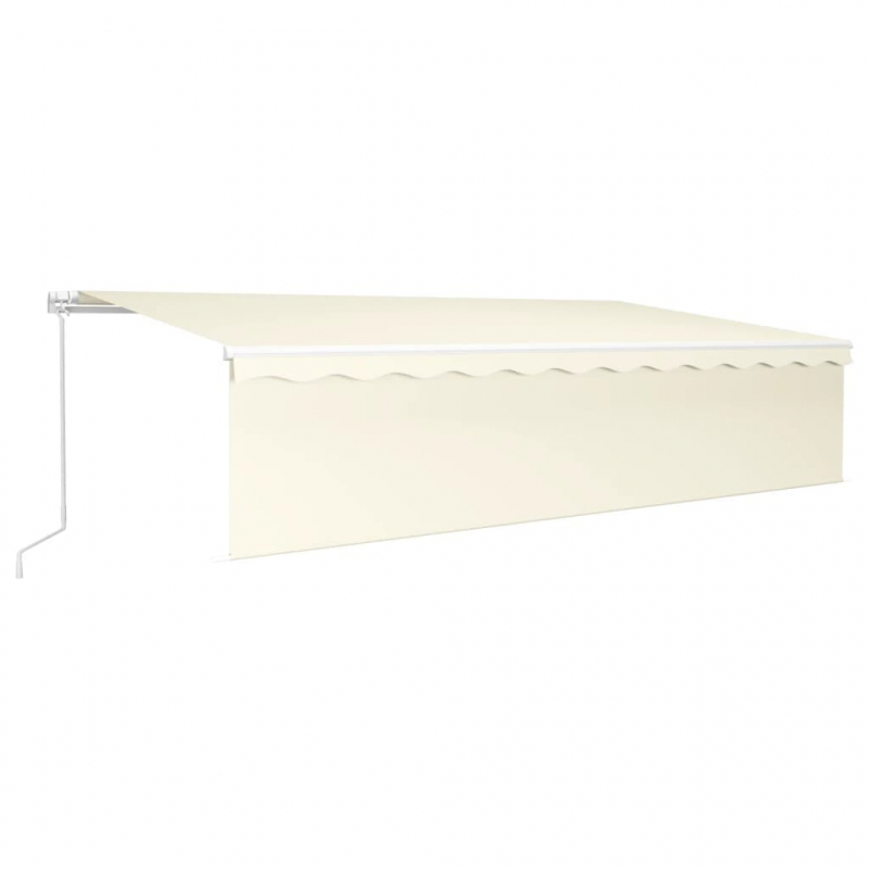 Markise Manuell Einziehbar mit Rollo & LED 6x3 m Creme