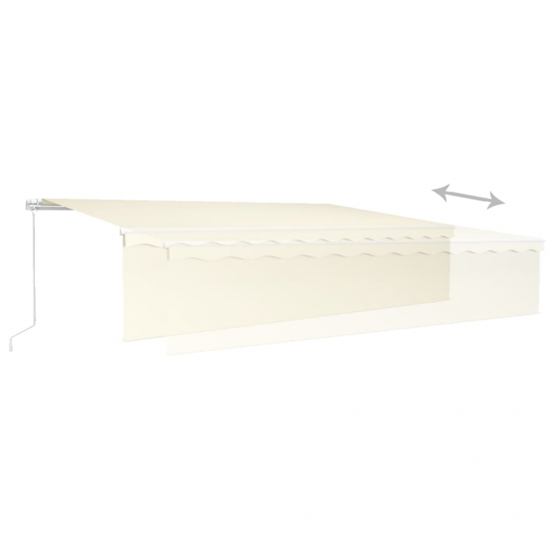 Markise Manuell Einziehbar mit Rollo & LED 6x3 m Creme