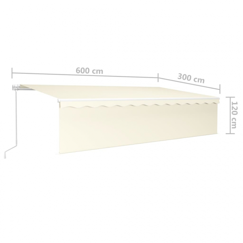 Markise Manuell Einziehbar mit Rollo & LED 6x3 m Creme