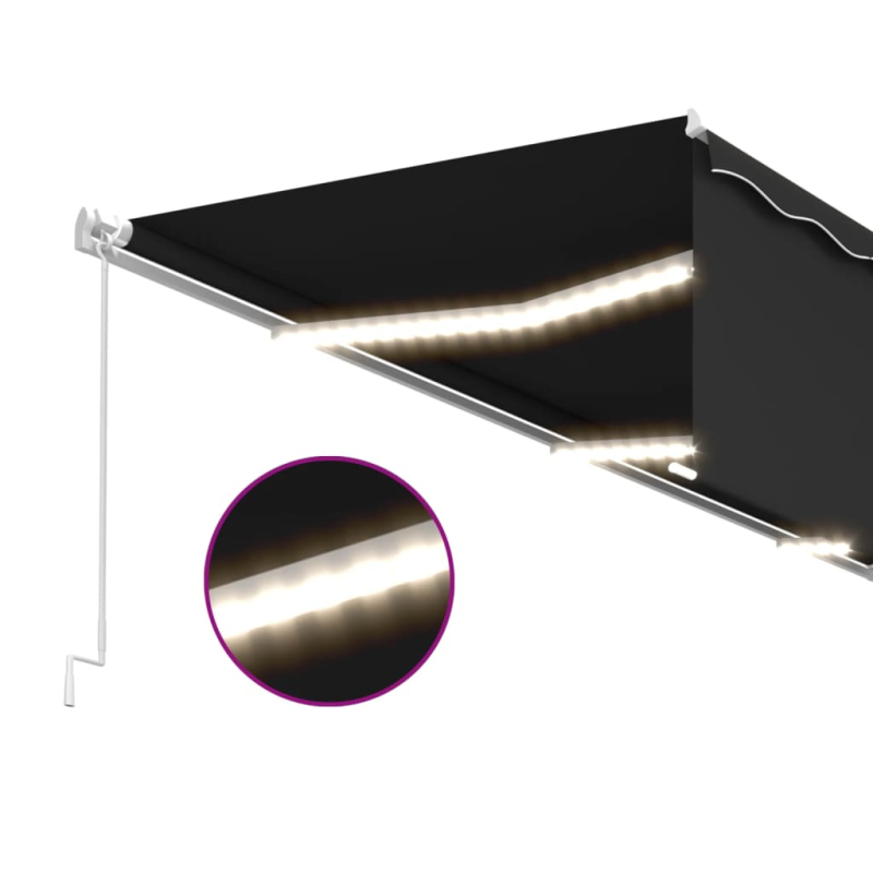 Markise Manuell Einziehbar mit Rollo & LED 6x3 m Anthrazit