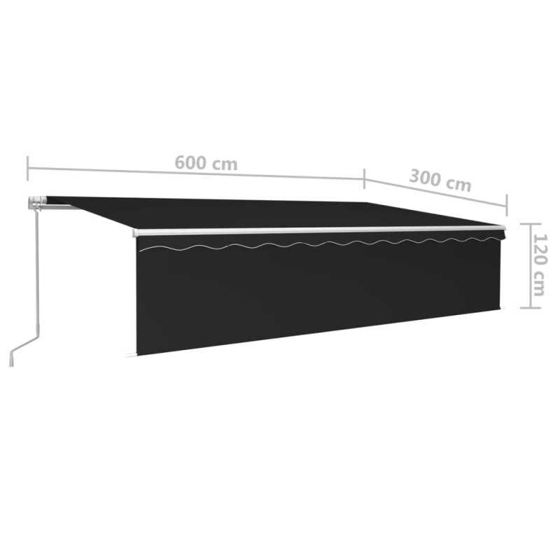 Markise Manuell Einziehbar mit Rollo & LED 6x3 m Anthrazit