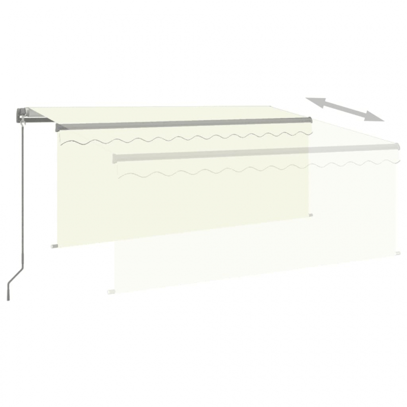 Markise Manuell Einziehbar mit Rollo & LED 3x2,5 m Creme