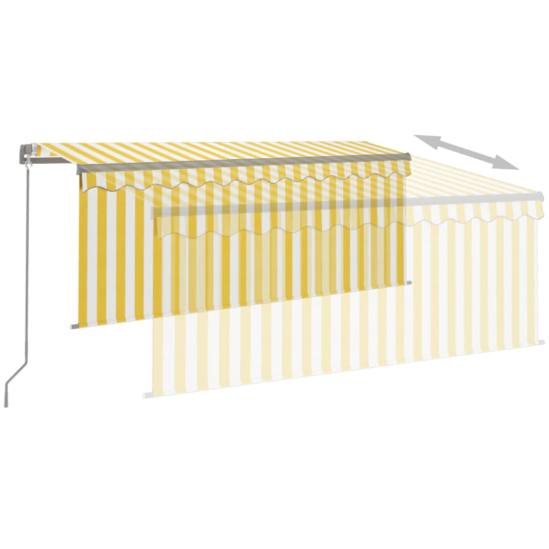 Markise Manuell Einziehbar mit Rollo LED 3x2,5m Gelb & Weiß