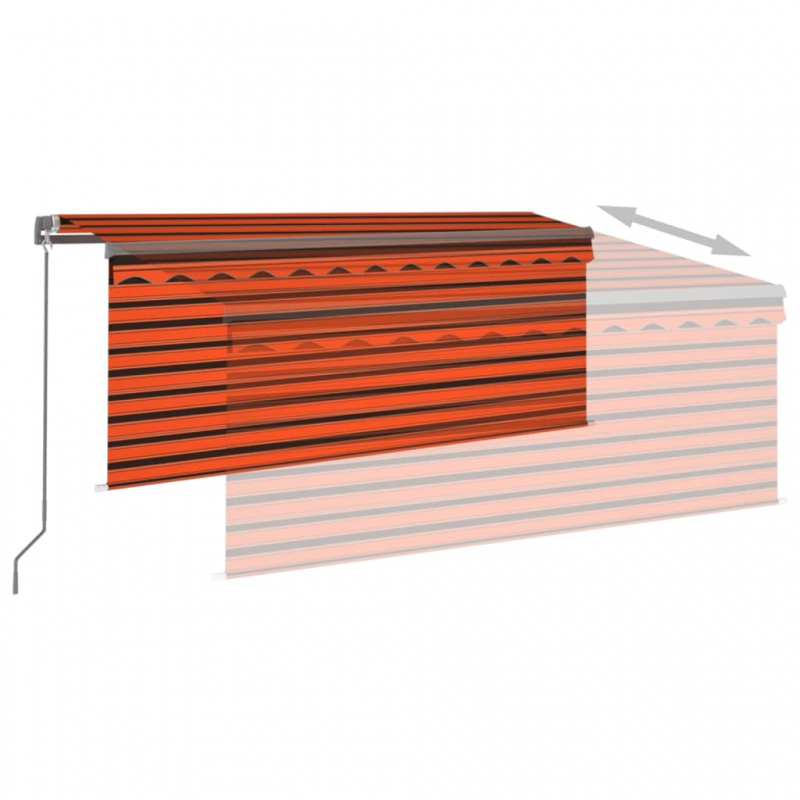 Markise Manuell Einziehbar mit Rollo & LED 3x2,5 m Orange Braun