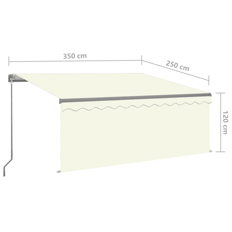 Markise Manuell Einziehbar mit Rollo 3,5x2,5 m Creme