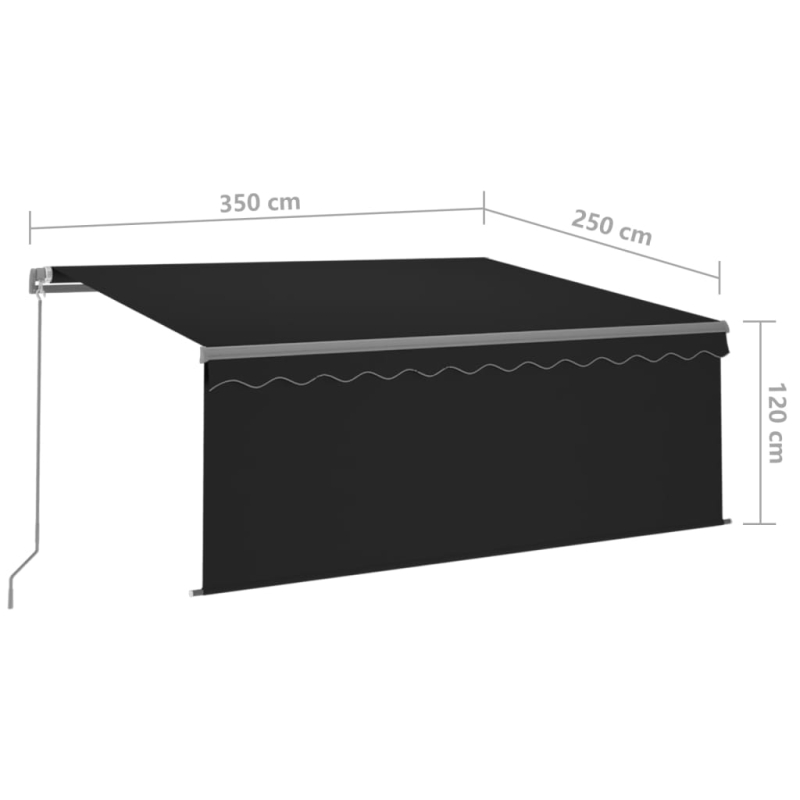 Markise Manuell Einziehbar mit Rollo 3,5x2,5 m Anthrazit