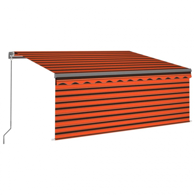 Markise Manuell Einziehbar mit Rollo 3,5x2,5 m Orange & Braun