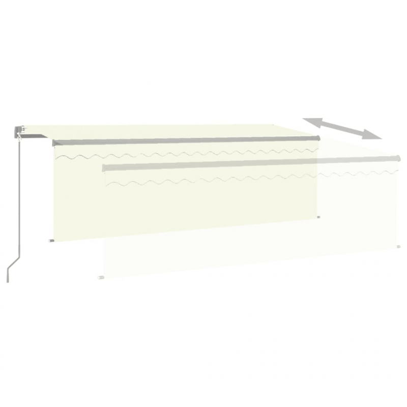 Markise Manuell Einziehbar mit Rollo & LED 4x3 m Creme