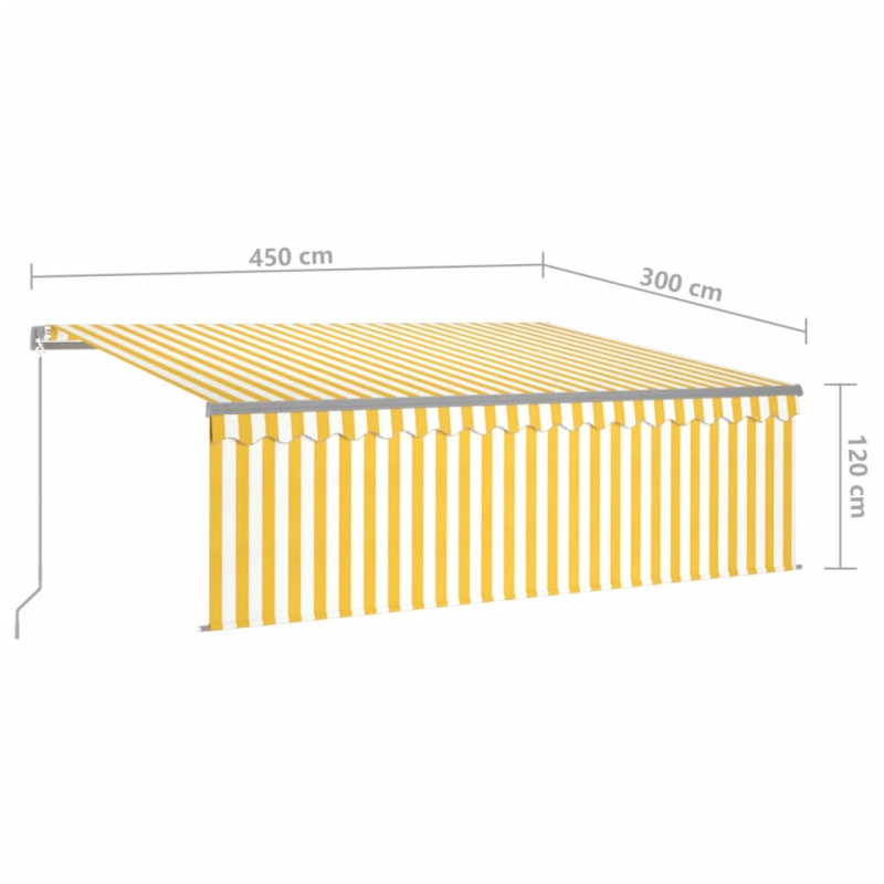 Markise Manuell Einziehbar mit Rollo 4,5x3 m Gelb und Weiß