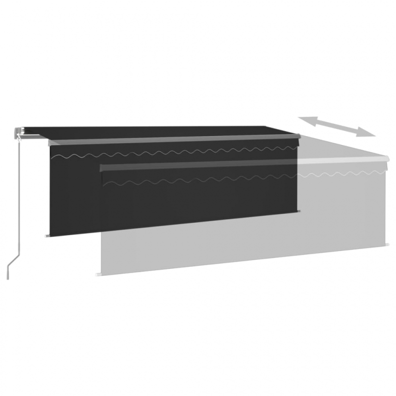 Markise Manuell Einziehbar mit Rollo 4,5x3 m Anthrazit