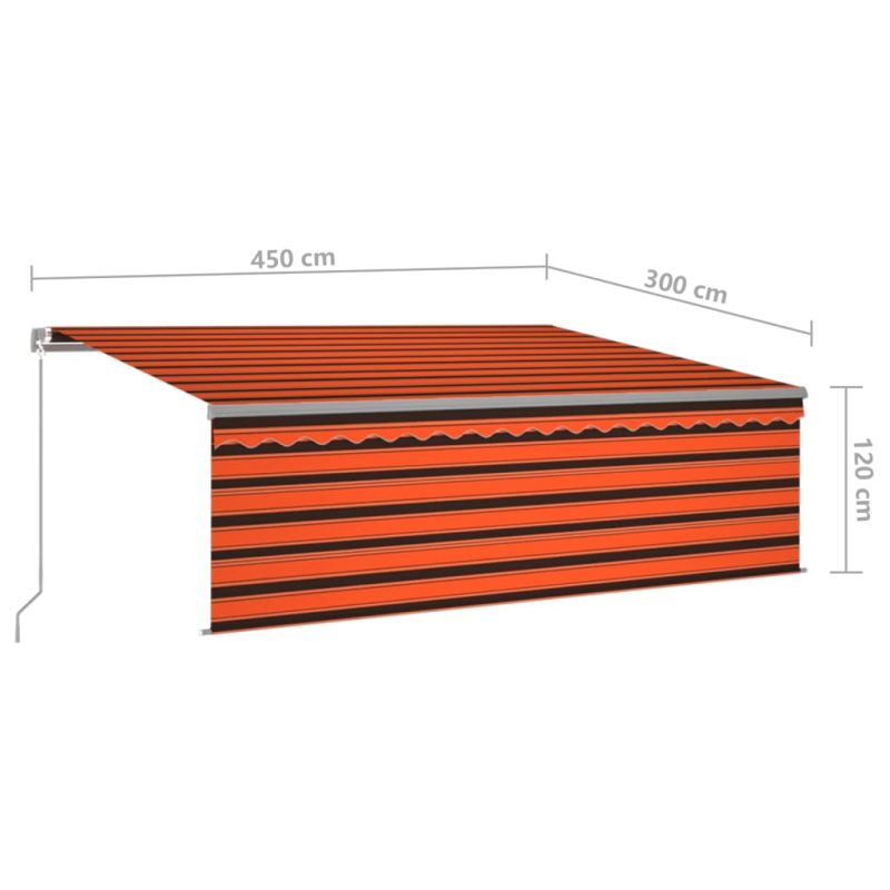 Markise Manuell Einziehbar mit Rollo & LED 4,5x3 m Orange Braun