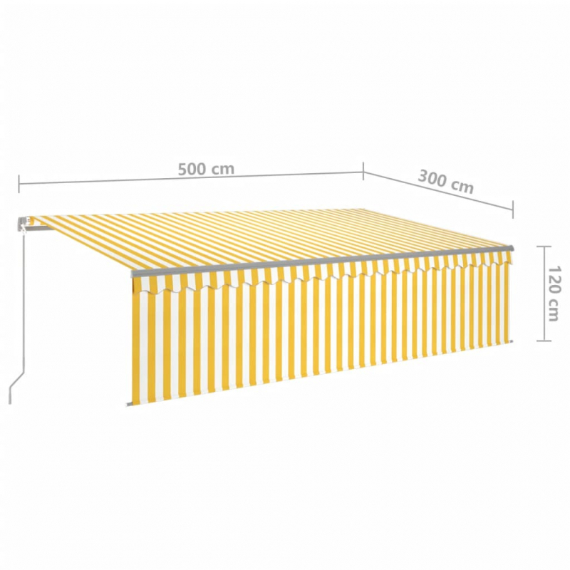 Markise Manuell Einziehbar mit Rollo 5x3 m Gelb & Weiß