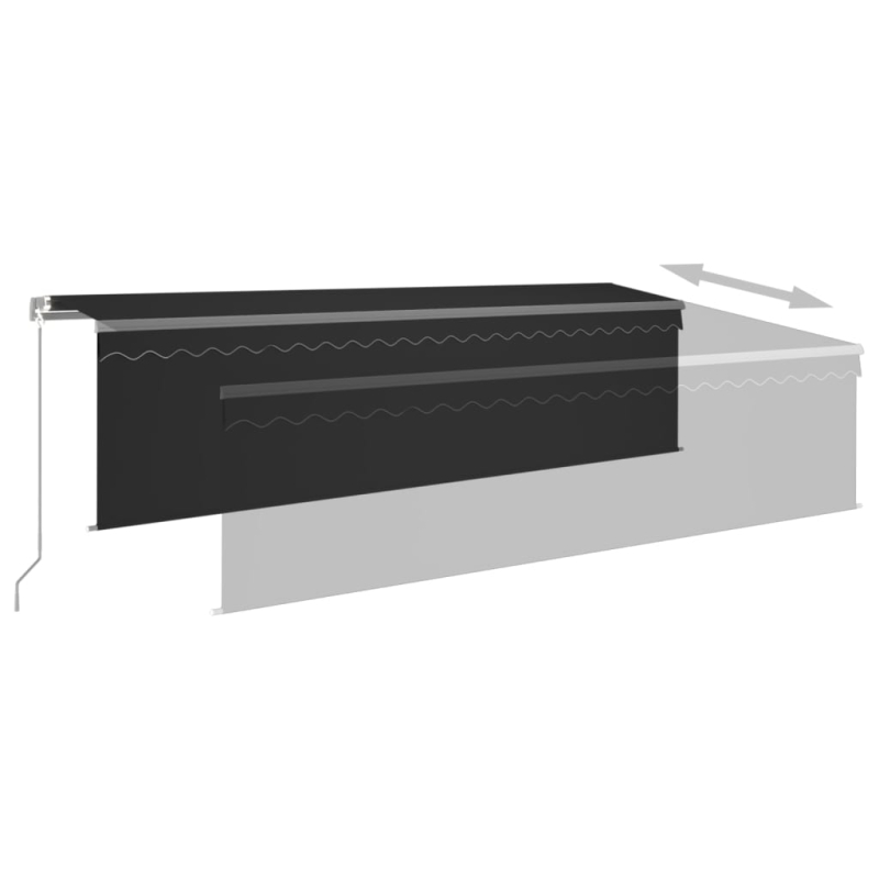 Markise Manuell Einziehbar mit Rollo 5x3 m Anthrazit