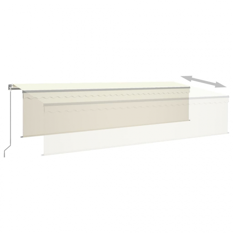 Markise Manuell Einziehbar mit Rollo 6x3 m Creme