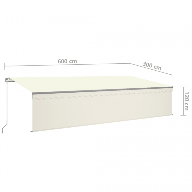 Markise Manuell Einziehbar mit Rollo 6x3 m Creme