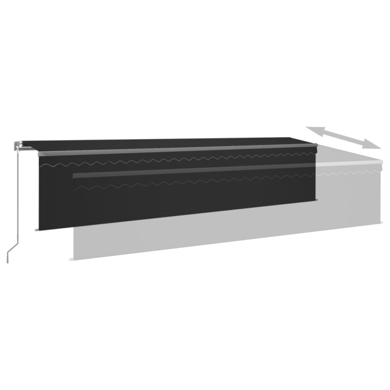 Markise Manuell Einziehbar mit Rollo & LED 6x3 m Anthrazit