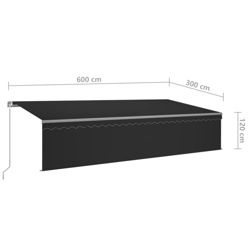 Markise Manuell Einziehbar mit Rollo & LED 6x3 m Anthrazit