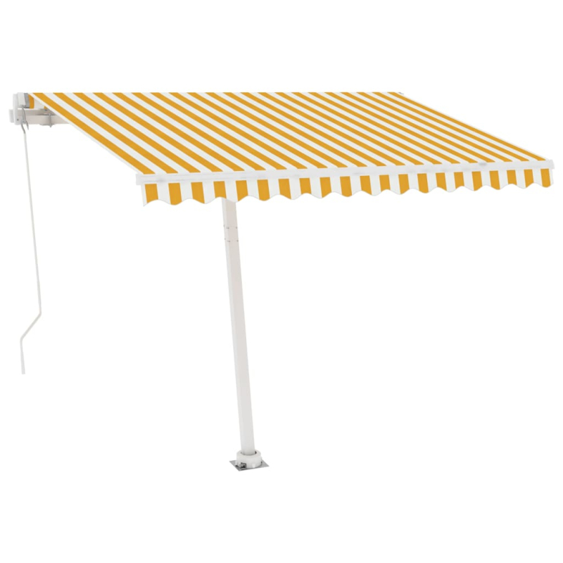Markise Manuell Einziehbar mit LED 300x250 cm Gelb Weiß
