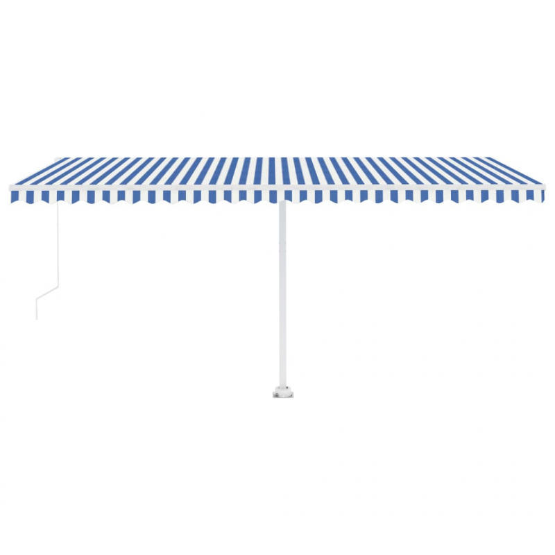 Markise Manuell Einziehbar mit LED 500x300 cm Blau Weiß