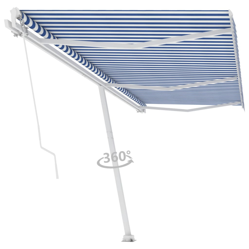 Standmarkise Manuell Einziehbar 600x350 cm Blau/Weiß