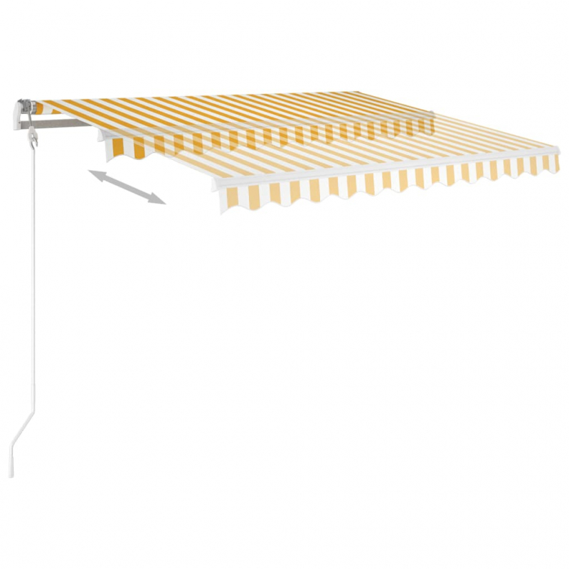 Markise Manuell Einziehbar mit LED 300x250 cm Gelb und Weiß