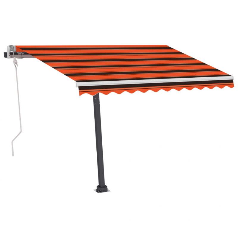 Markise Manuell Einziehbar mit LED 300x250 cm Orange und Braun