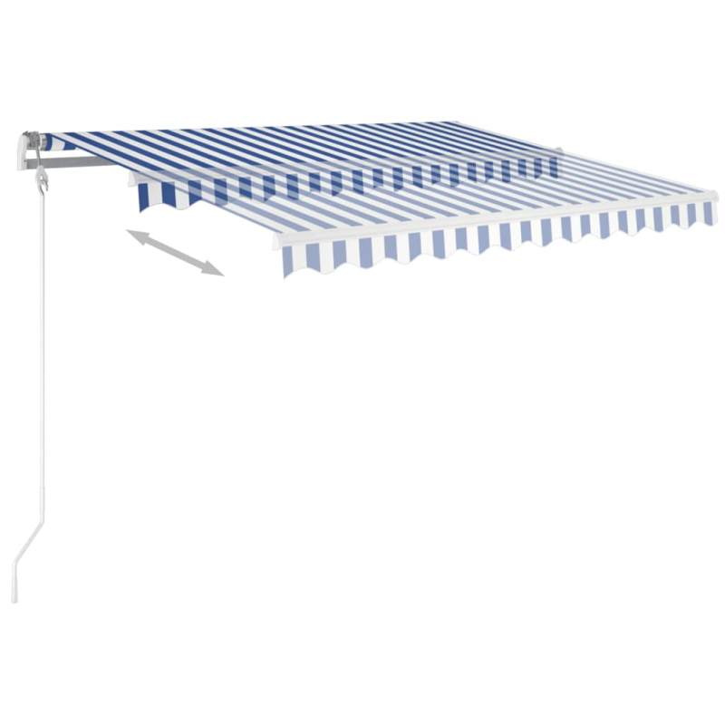 Markise Manuell Einziehbar mit LED 3x2,5 m Blau und Weiß