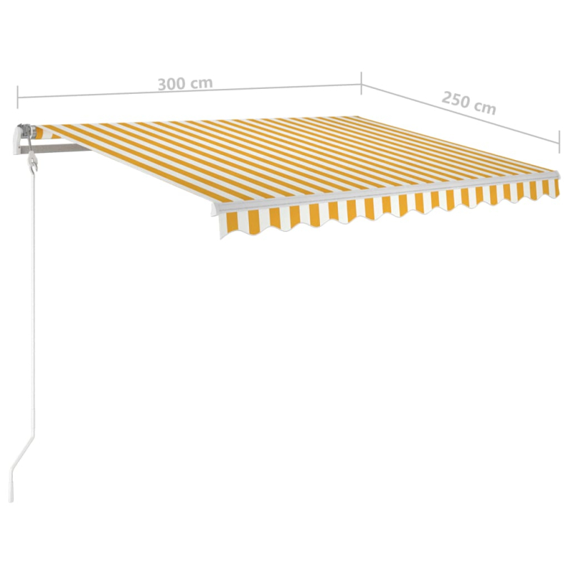 Markise Manuell Einziehbar mit LED 3x2,5 m Gelb und Weiß
