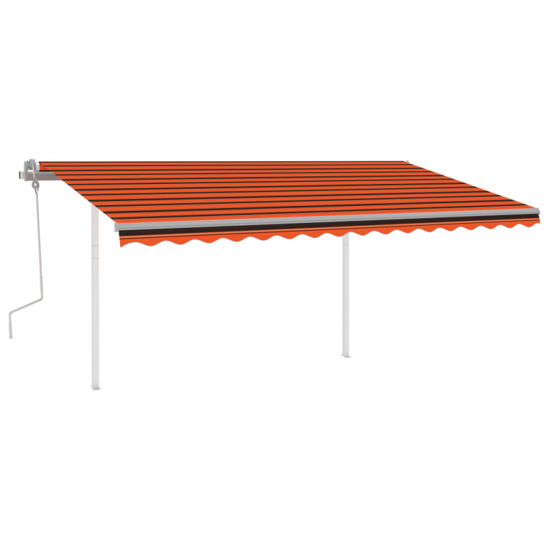 Markise Manuell Einziehbar mit LED 4x3 m Orange Braun